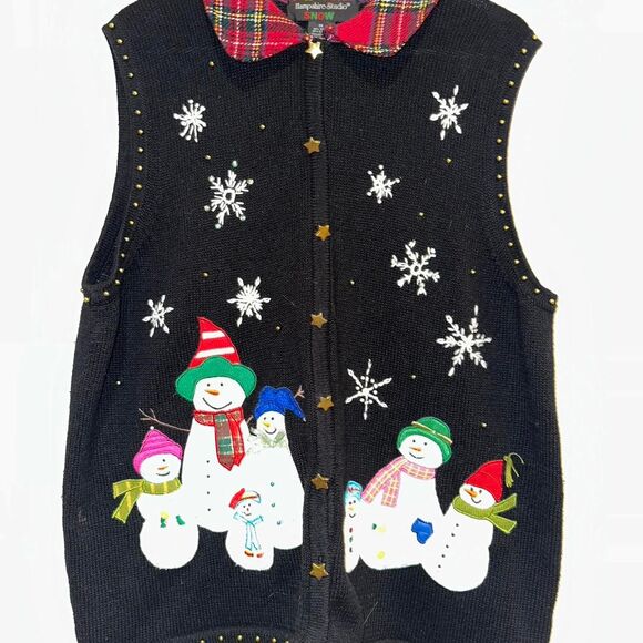 Vintage Hampshire Studio SNOWman Winter Christmas vest. 1X - Picture 1 of 5